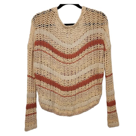 Urban Outfitters UO Sasha Striped Cropped Crochet Sweater Size Small - Picture 4 of 11